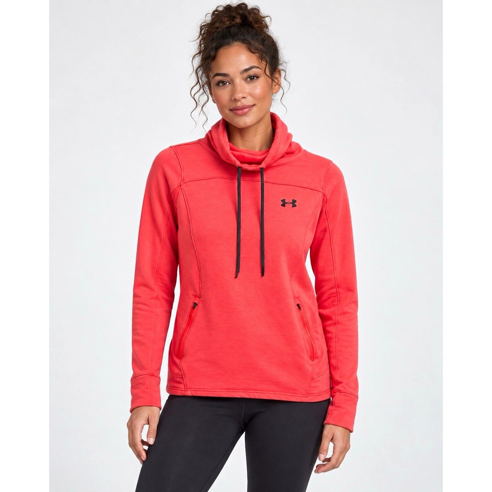 Under Armour Featherweight Fleece Funnel Neck Pullover Hoodie Pink Size S